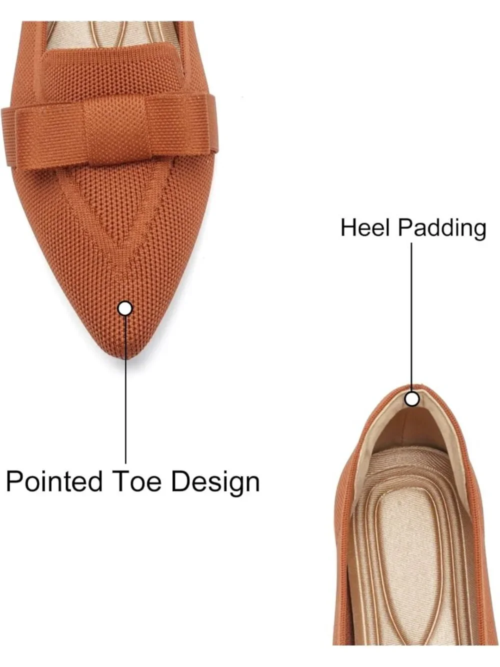 Women's Brown Mesh Comfortable Ballerina Slip On Pointed Toe Ballet Flat Shoes
